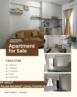 DIJUAL BU 2BR FURNISH LANTAI RENDAH APARTEMEN BASSURA CITY