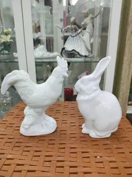 Pajangan keramik ayam dan kelinci