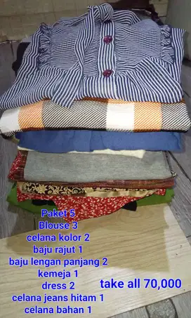Take all preloved pakaian perempua paket 5