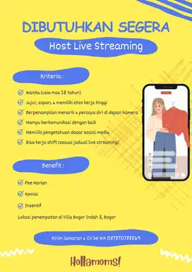 LOWONGAN HOST LIVE STREAMING TIKTOK/ SHOPEE