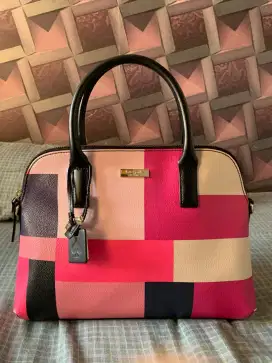 Kate Spade Satchel Geometric Pink – Preloved Kondisi Mulus + Aksesoris