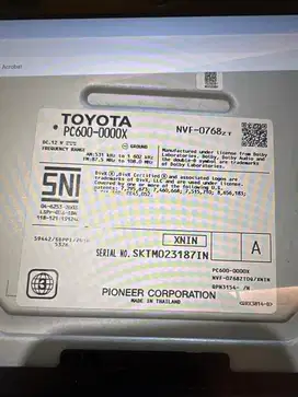 Head Unit Toyota Fortuner TRD 2020 Original Include Cover