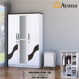READY LEMARI PAKAIAN POLARIS 3 PINTU TERMURAH TERLARIS SALE