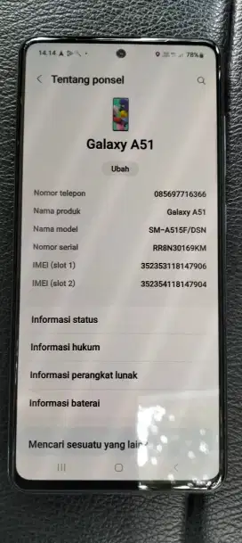 Samsung A51 White 6/128 Mulus