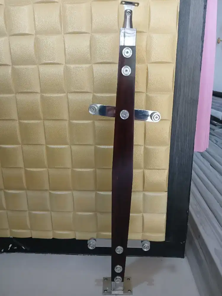Railing Double Full Kayu Kaca