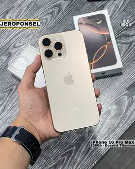 IPHONE 16 PRO MAX 256GB DESSERT TITANIUM IBOX CC 62 BATT 100 GARANSI