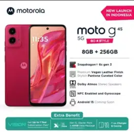 MOTOROLA G45 5G RAM 8/256 GB,NEW, SEGEL, BNIB, NO REPACK, GARANSI RESM