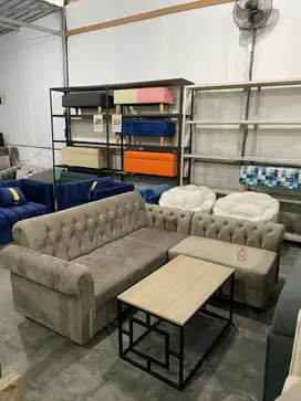 sofa L putus Saga , Sofa L full kancing dan jahitan (HARGA PROMO)