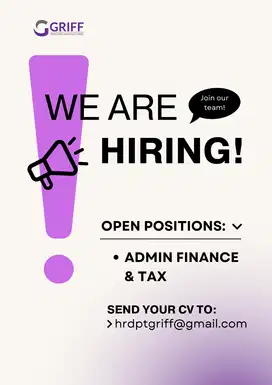 LOWONGAN KERJA ADMIN FINANCE DAN TAX URGENT HIRING