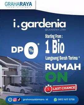 Cluster i Gardenia Rumah 1 Lantai Dp 0% Lokasi Premium Graha Raya
