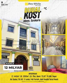 Dijual Kost Eksklusif Di Jebres Solo - Investasi Terbaik Di Pusat Kota