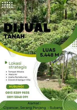 Jual tanah untuk villa area cipancar serang panjang subang