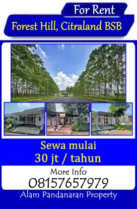 Sewa Cepat BU Murah Rumah Forest Hill BSB City Depan Taman