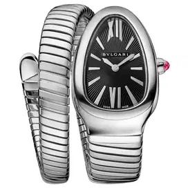 Bulgari Serpenti Tubogas, Black Dial 1 Curve Stainless Steel 35