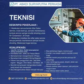 DICARI TEKNISI COMPRESSOR SCREW