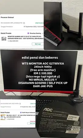MONITOR AOC G2790VXA 24inch 144hz - Gaming Monitor
