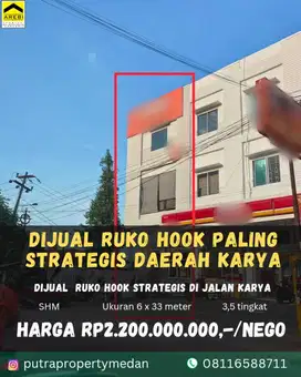 DIJUAL RUKO HOOK DI JALAN KARYA
