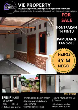 Dijual cepat kontrakan 14 pintu di Pamulang Tangsel