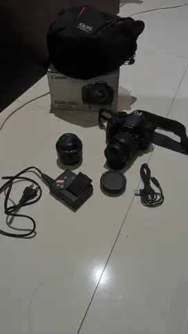 Kamera DSLR Canon 1200D fullset + lensa fix 50 mm