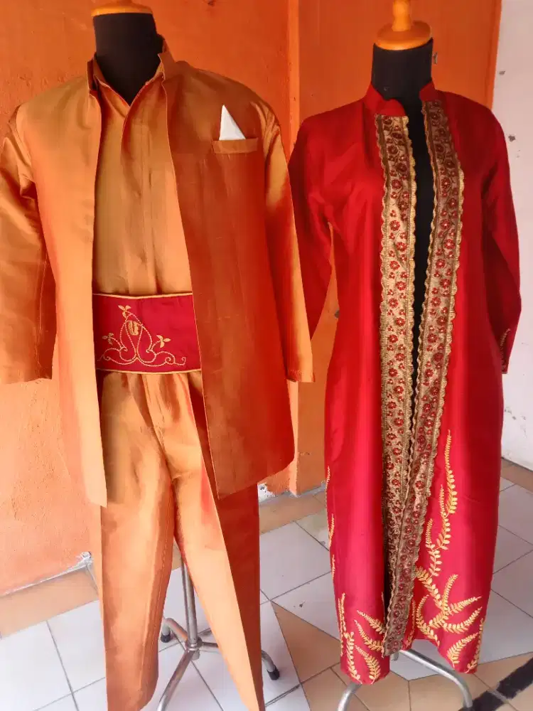 Gaun pengantin  Mewah Bahan Kain Sutra Asli Sepasang