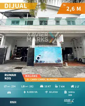 Dijual Rumah Kost Aktif Bonus Usaha Laundry di Jln Candi2, Malang