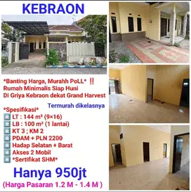 Rumah minimalis dijual celat termurah di perum. Griya kebraon indah