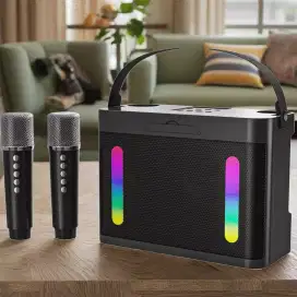 Speaker Bluetooth Karaoke Portable RGB with 2 Microphone 10W