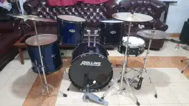 Drum Rolling TW series biru hitam plus simbal