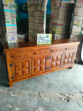 Bufet minimalis diamond full kayu jati