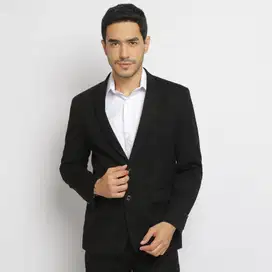 JAS/BLAZER FORMAL PRIA KANCING 2 STRETCH JACKERTON HITAM Wisuda Kantor