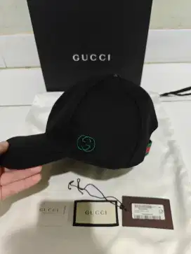 Gucci GG Logo Embroidery Baseball Cap Black size M original authentic