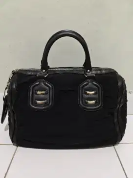 Gucci Techno Medium GG Nylon and Leather Boston Bag original authentic