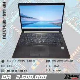 Hp 14s - cf0131TU - Core i3 - Gen 8 th - Ram 8 GB - Sudah SSD