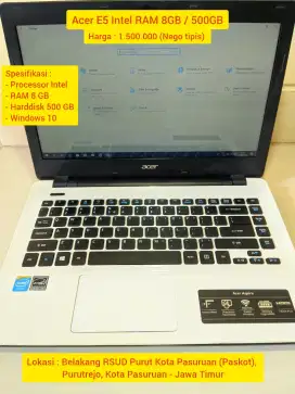 Laptop Acer RAM 8 GB Murah - Second Terawat