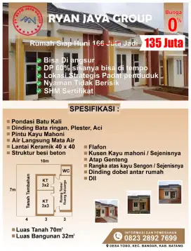 Promo harga rumah tanah 135 jt, SHM sertfkt.