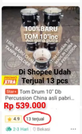 100%br TERMURAH TOM 10 DB CHINA HITAM