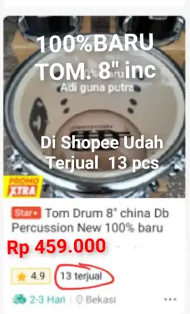 100%br TERMURAH TOM 8 DB CHINA HITAM