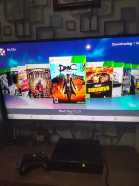 Xbox 360 slim E 250gb RGH grafik setara ps3 stik 1 ori kondisi normal