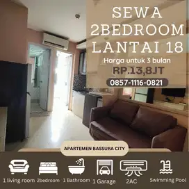 2 kamar sewa full furnish samping mall apartemen bassura city