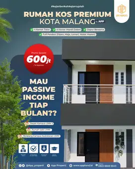 Dekat Kampus UMM Malang, Dijual Rumah Kost Premium 2 Kamar