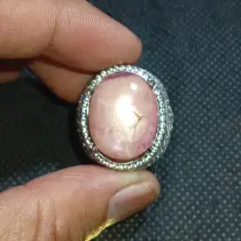 Ruby Star Jhonson Warna Belang Burma 12.9 ct Ring perak microsetting