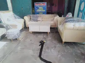 Erafurniture*sofa ASTON new Lengkap cream motif kancing
