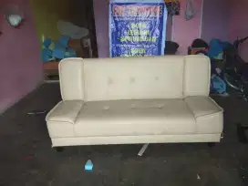 Erafurniture*sofa BED cream kain kulit