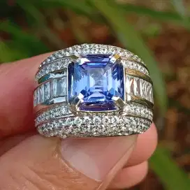 Natural tanzanite 3 ct ring perak handmade microsetting