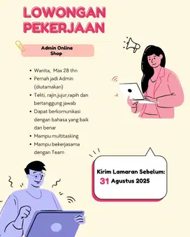 Dibutuhkan Admin Online Shop