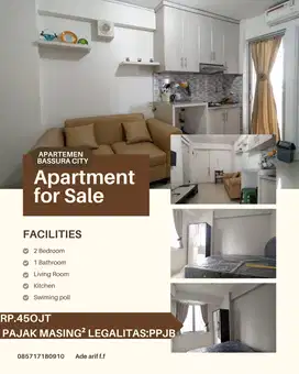 DIJUAL BU 2BR FURNISH LANTAI RENDAH APARTEMEN BASSURA CITY