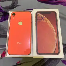 Jual Iphone XR 128 GB Coral fullset Original Register sinyal permanen
