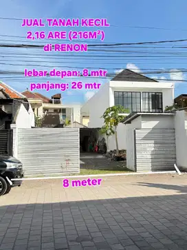 Jual Tanah 216m2 di Renon tukad Badung, kota Denpasar Bali