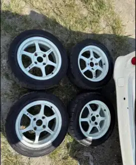 Dijual velg SSR type C 4x114,3 single pcd + ban sx2 195/55 ring 15