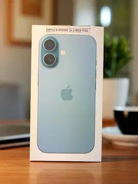 new buka kotak iphone 16 128gb resmi iBox warna Teal